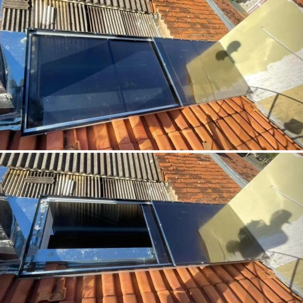 Cobertura retrátil em loja de rua com mesas externas