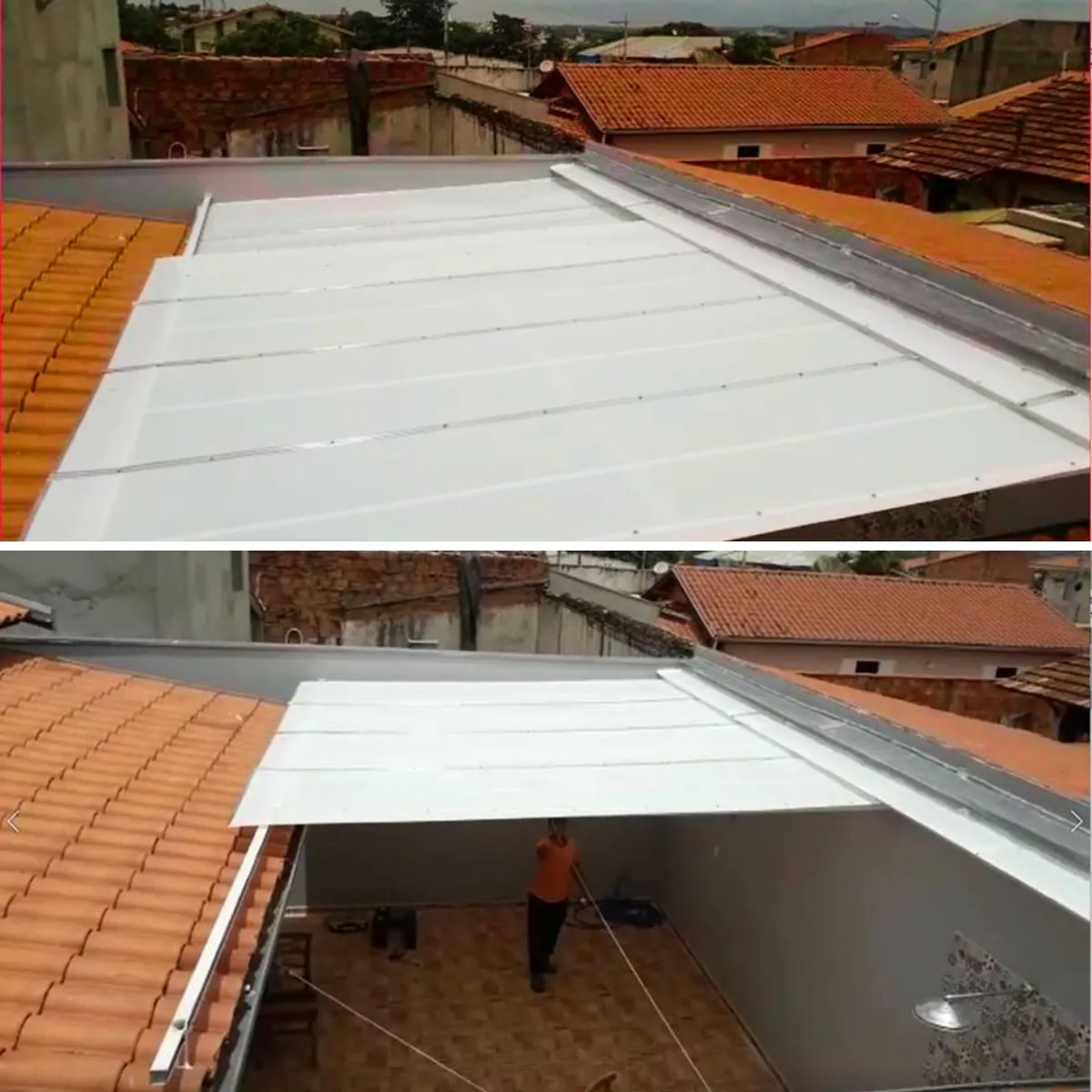 Cobertura retrátil em casa térrea com jardim